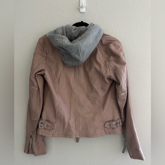 NWT Mauritius Leather hooded Jacket Blush removable hood M Lamb leather - Picture 8 of 16